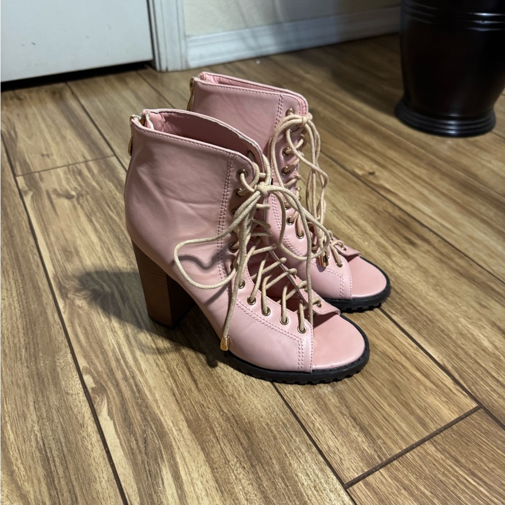 Athena Pink Lace-Up Boots